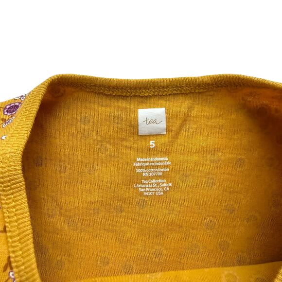 NWOT Tea Collection Mustard Floral Dress Size 5 - Picture 5 of 5